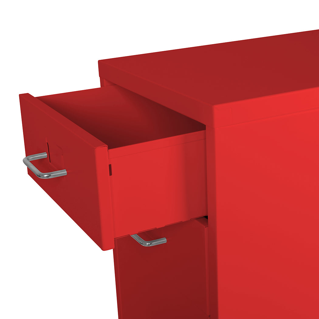 Levede 3 Drawer Office Drawers Cabinet Red