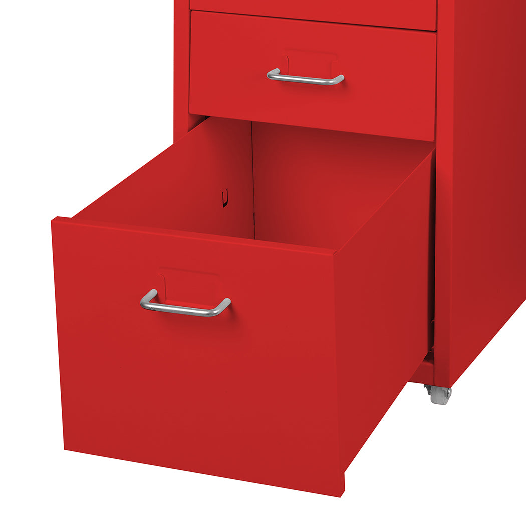 Levede 3 Drawer Office Drawers Cabinet Red