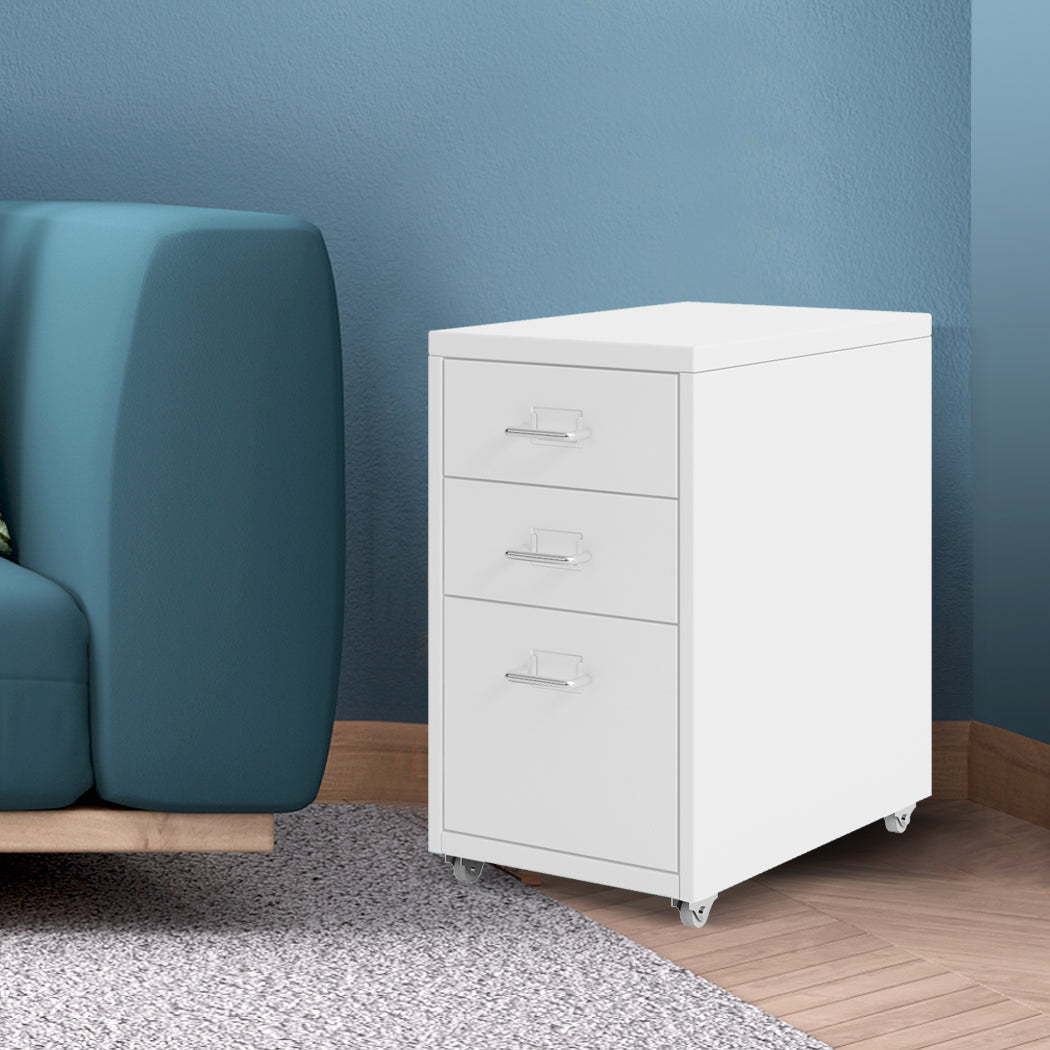 Levede 3 Drawer Office Drawers Cabinet White