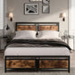 Royal Metal Bed Frame Base Platform Wooden Headboard - Black Double