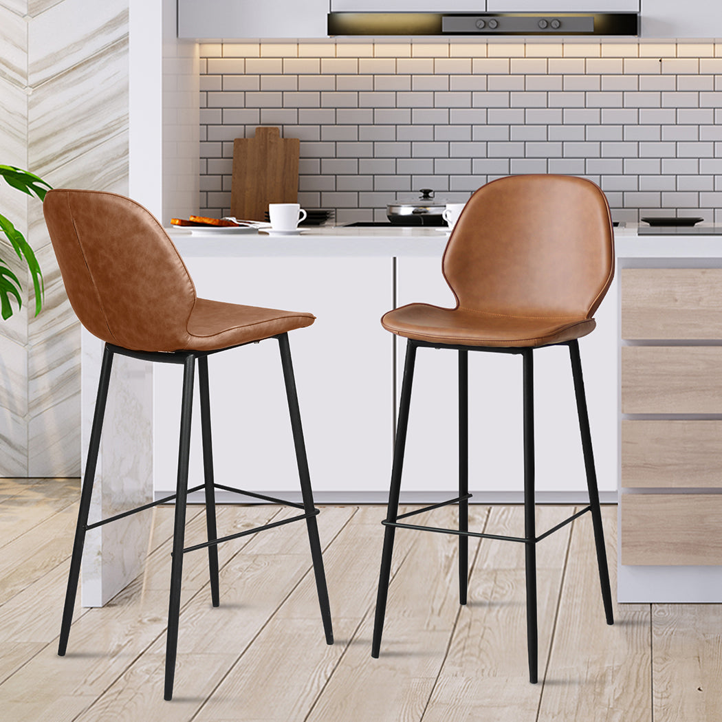 Set of 2 Zurich Bar Stool Barstools Counter - Brown