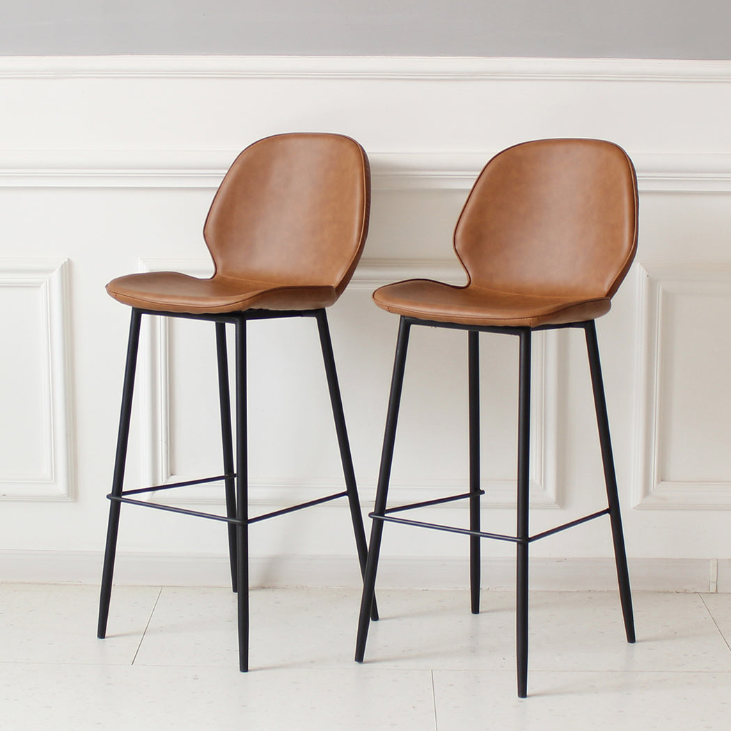 Set of 2 Zurich Bar Stool Barstools Counter - Brown