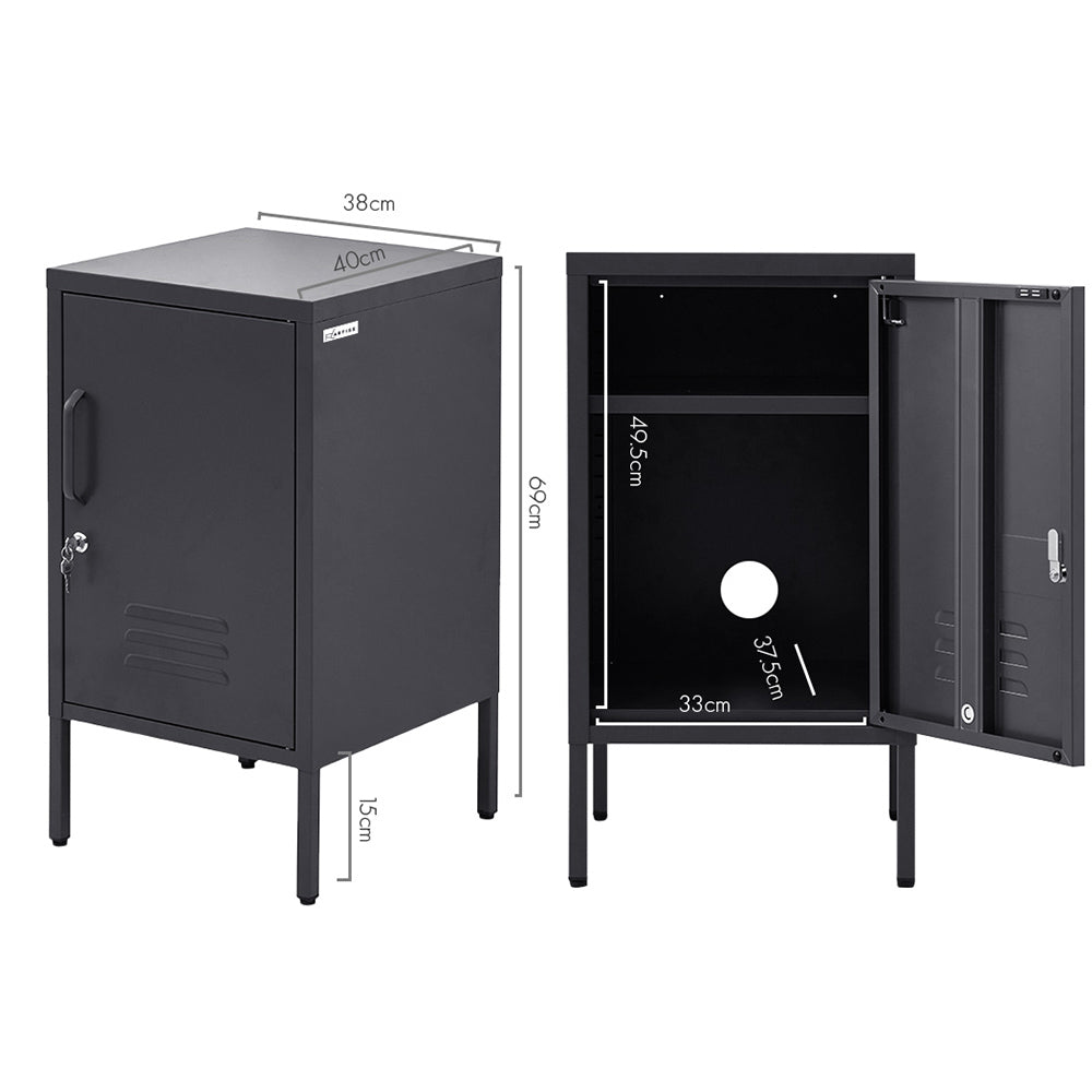 Quesnel Bedside Table Metal Cabinet - Black