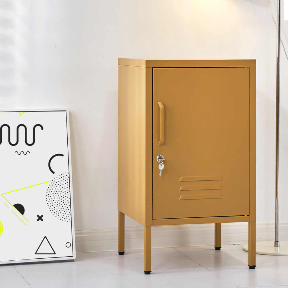 Quesnel Bedside Table Metal Cabinet - Yellow