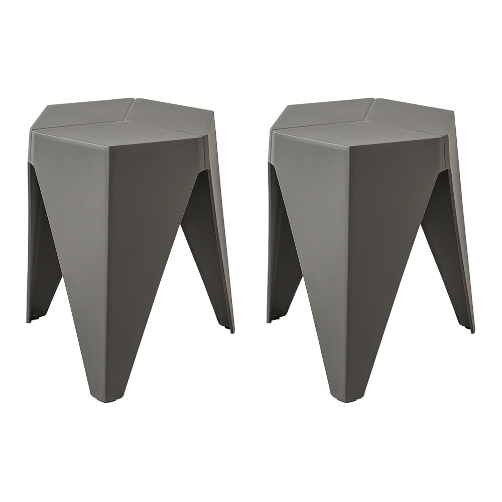 Set of 2 Bar Stools Puzzle Plastic Foot Stool - Grey