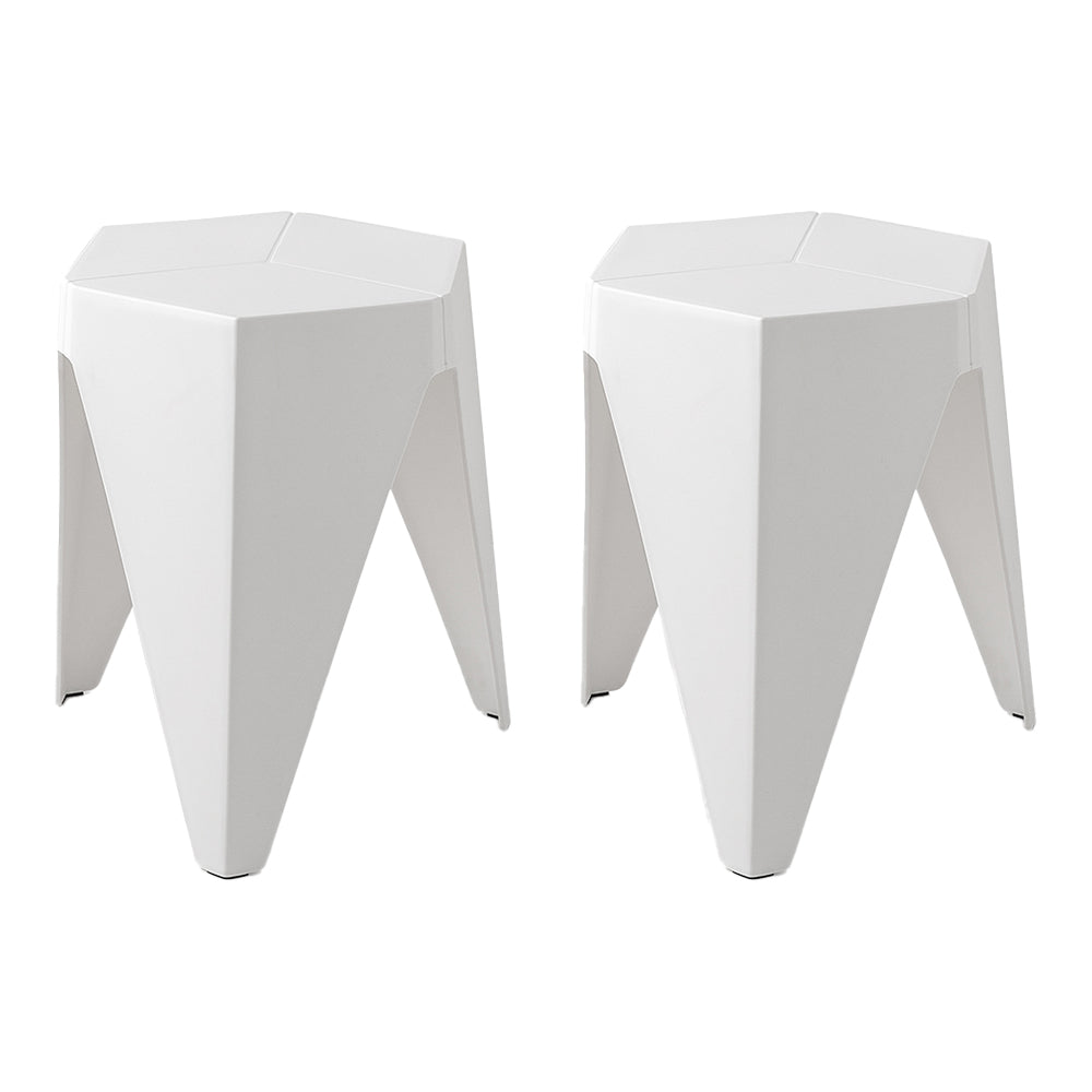 Set of 2 Bar Stools Puzzle Plastic Foot Stool - White