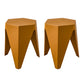 Set of 2 Bar Stools Kitchen Dining Chairs Plastic Puzzle Foot Stool - Yellow