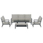 Arlo 7-Seater Lounge Set Garden Patio Aluminium Bench with Cushions 5-Piece Outdoor Sofa - Black