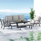 Arlo 7-Seater Lounge Set Garden Patio Aluminium Bench with Cushions 5-Piece Outdoor Sofa - Black