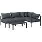 Atlas 4-Seater Aluminium Patio Furniture Setting 4-Piece Outdoor Sofa Set - Charcoal