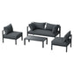 Atlas 4-Seater Aluminium Patio Furniture Setting 4-Piece Outdoor Sofa Set - Charcoal