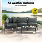 Atlas 4-Seater Aluminium Patio Furniture Setting 4-Piece Outdoor Sofa Set - Charcoal