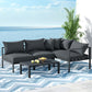 Atlas 4-Seater Aluminium Patio Furniture Setting 4-Piece Outdoor Sofa Set - Charcoal