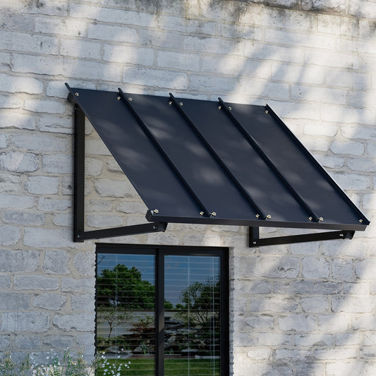 Window Door Awning Canopy 1mx1.2m Metal Frame - Black