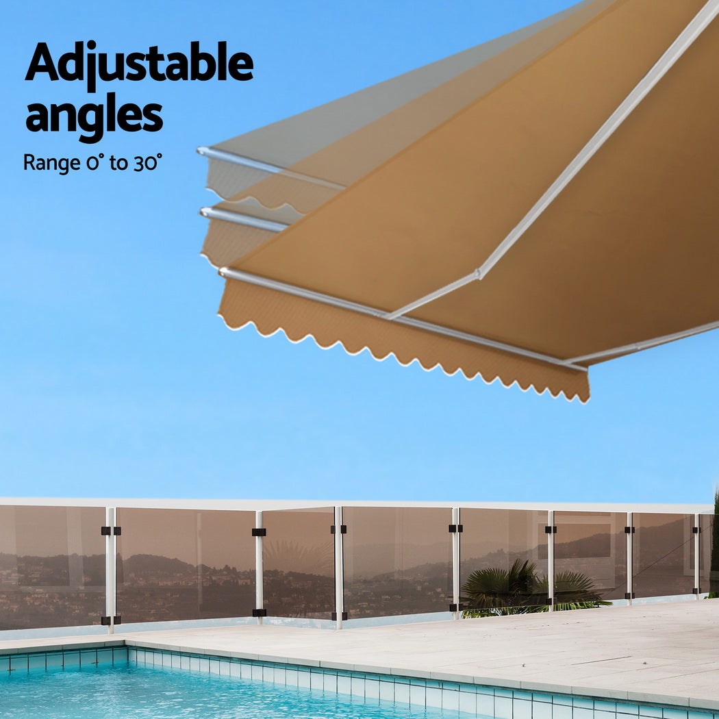 Retractable Folding Arm Awning Manual Sunshade 2.5Mx2M - Beige