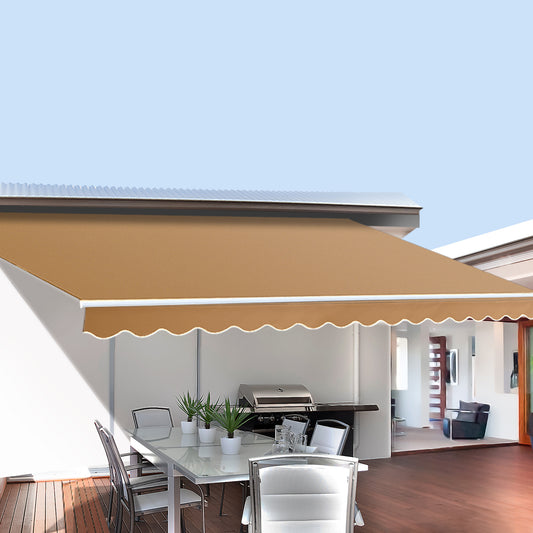 Retractable Folding Arm Awning Manual Sunshade 2.5Mx2M - Beige