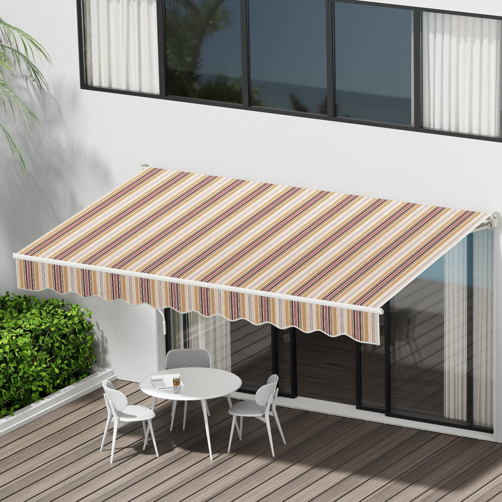 Retractable Folding Arm Awning Manual Sunshade 3Mx2.5M - Brown