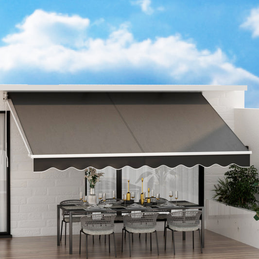 Retractable Folding Arm Awning Motorised Sunshade 4Mx2.5M - Grey