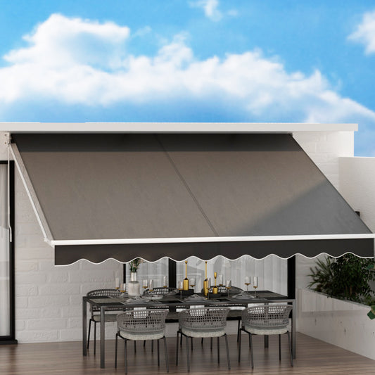 Retractable Folding Arm Awning Motorised Sunshade 4mx3m - Grey