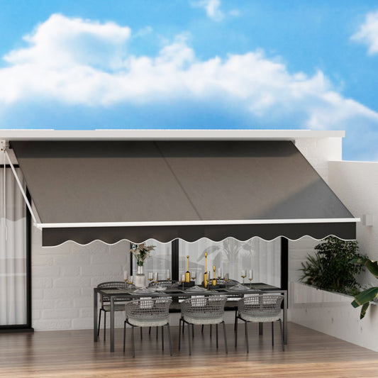 Retractable Folding Arm Awning Motorised Sunshade 4.5mx2.5m - Grey