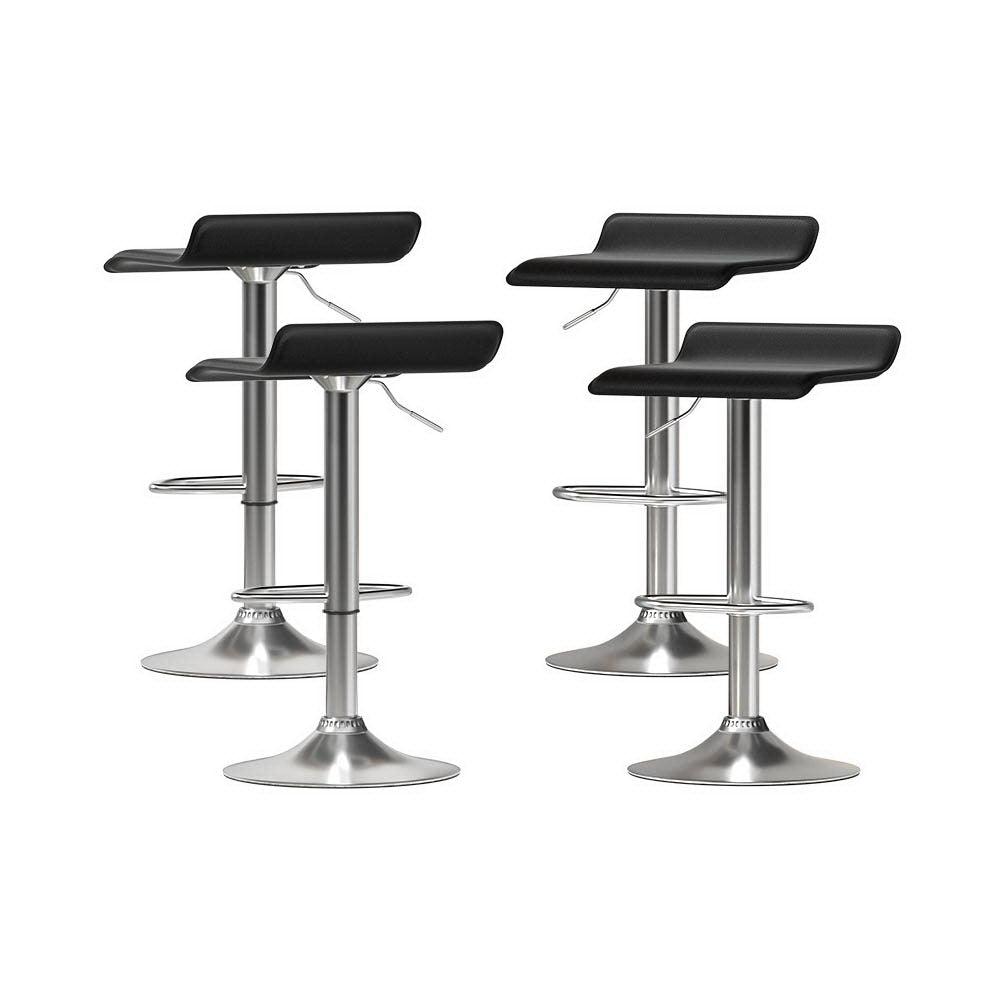 Set of 4 Nicosia Bar Stools Faux Leather Chair - Black