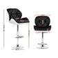 Set of 4 Exeter Bar Stools Gas Lift Padded Leather - Black & White