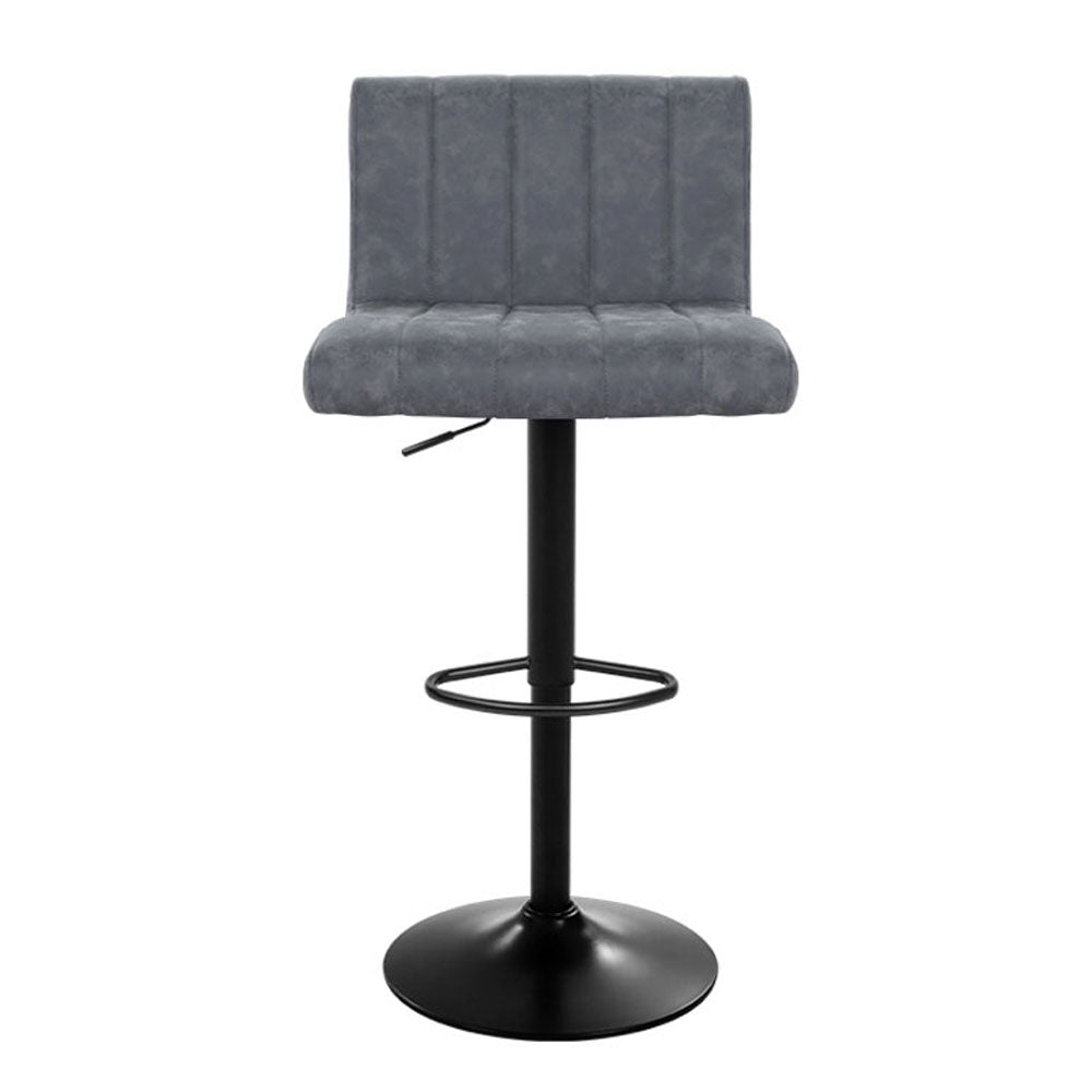 Set of 2 Palencia Bar Stools PU Leather Line Style - Grey