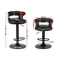 Set of 4 Caen Bar Stools Gas Lift Faux Leather - Brown and Black