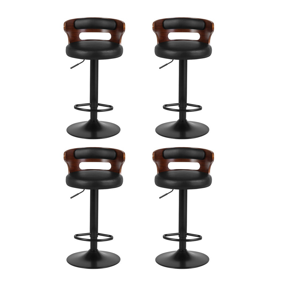 Set of 4 Caen Bar Stools Gas Lift Faux Leather - Brown and Black