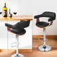 Set of 4 Chalcis Bar Stools Gas Lift Leather with Armrest - Black