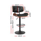 85cm Ancona Bar Stool Gas Lift Wooden PU Leather - Black