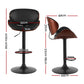 Set of 4 Rouen Bar Stools Gas Lift Leather Padded - Black