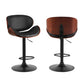 Set of 4 Rouen Bar Stools Gas Lift Leather Padded - Black