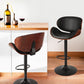 Set of 4 Rouen Bar Stools Gas Lift Leather Padded - Black