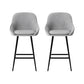 Set of 2 Lima Bar Stools Upholstered Stool Counter Seat - Grey