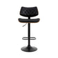 Moscow Bar Stools Kitchen Dining Chairs Gas Lift Stool Wooden Leather - Black