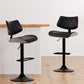 Moscow Bar Stools Kitchen Dining Chairs Gas Lift Stool Wooden Leather - Black