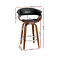 Set of 4 Edessa Swivel PU Leather Bar Stool - Wood & Black