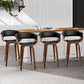 Set of 4 Edessa Swivel PU Leather Bar Stool - Wood & Black