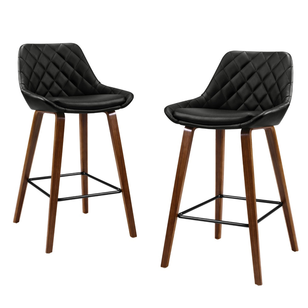 Set of 4 Aveiro Bar Stools PU Seat - Black