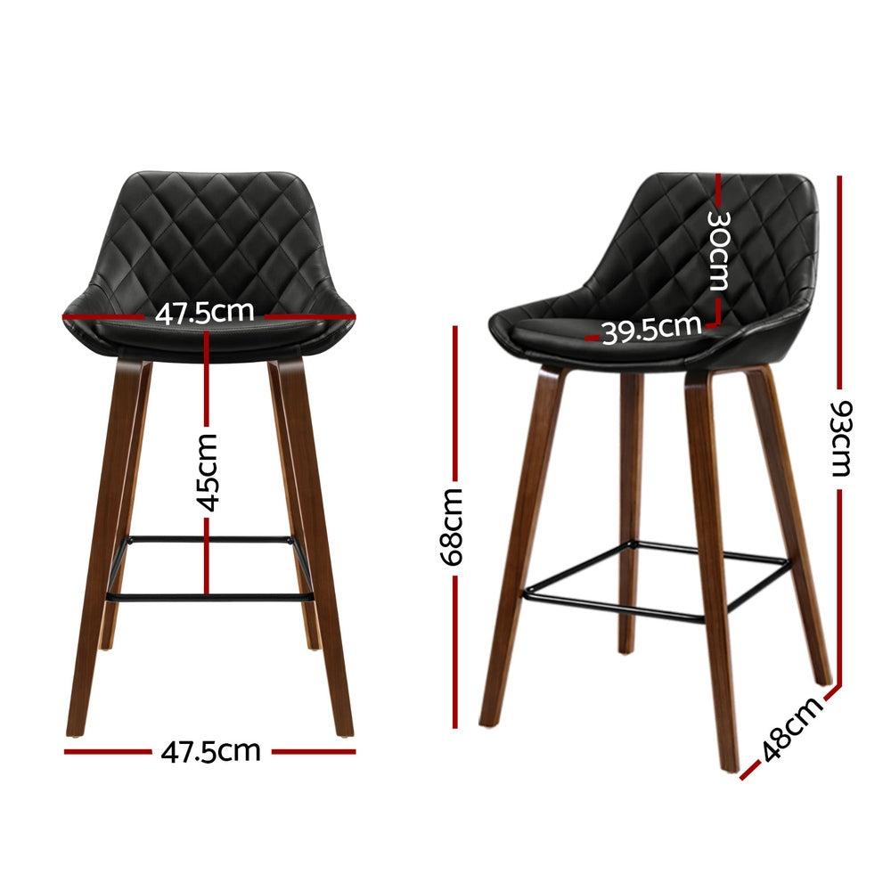 Set of 4 Aveiro Bar Stools PU Seat - Black