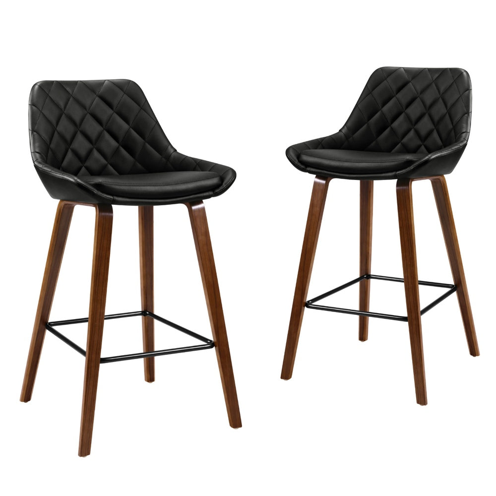 Set of 4 Aveiro Bar Stools PU Seat - Black