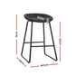 Set of 2 Caracas Bar Stools Kitchen Dining Chairs Counter Stool PU Leather Metal - Black