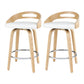 Set of 2 Athens Bar Stools Swivel Dining Chairs Low Back Counter Seat PU Cushion - White