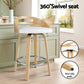 Set of 2 Athens Bar Stools Swivel Dining Chairs Low Back Counter Seat PU Cushion - White