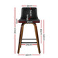 Set of 2 Florina Wooden PU Leather Bar Stool Wood Legs - Black & Brown