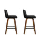 Set of 2 Florina Wooden PU Leather Bar Stool Wood Legs - Black & Brown