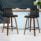 Set of 2 Florina Wooden PU Leather Bar Stool Wood Legs - Black & Brown