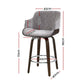 Set of 4 Lleida Bar Stools Swivel Velvet Padded Wooden - Grey