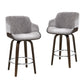 Set of 4 Lleida Bar Stools Swivel Velvet Padded Wooden - Grey